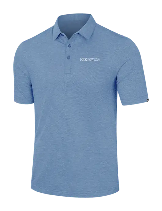 TravisMathew Light Blue Heather Sunnyvale Polo w/Edge Physical Therapy Logo