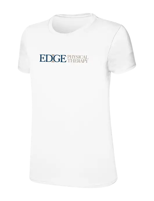Womens Ring Spun White 4.5 oz T-Shirt w/Edge Physical Therapy Logo