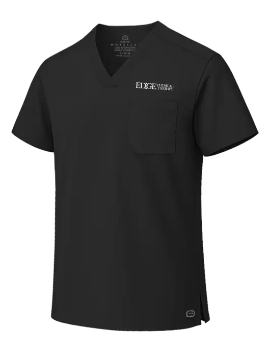 Wink Black Unisex WorkFlex Chest Pocket V-Neck Top  w/Edge Physical Therapy Logo