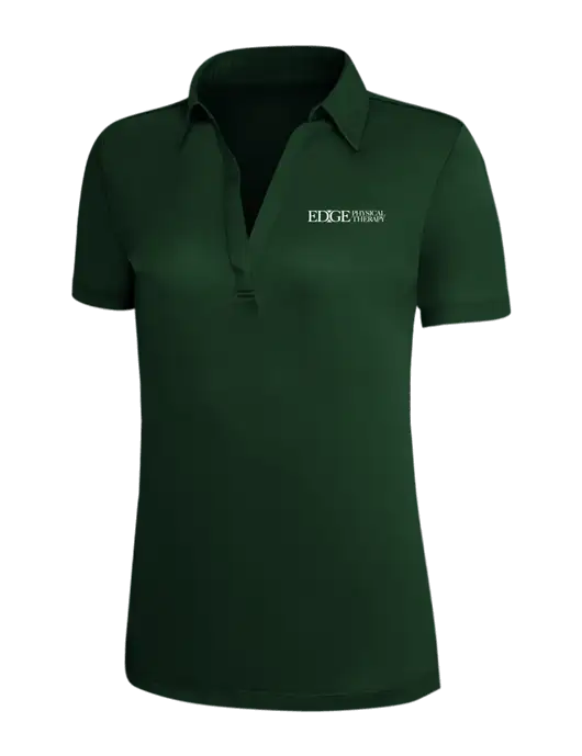 Dark Green Silk Touch Womens Performance Polo w/Edge Physical Therapy Logo