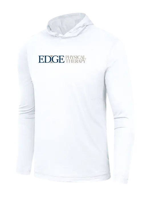 Simply Soft White Tri Long Sleeve Hoodie w/Edge Physical Therapy Logo