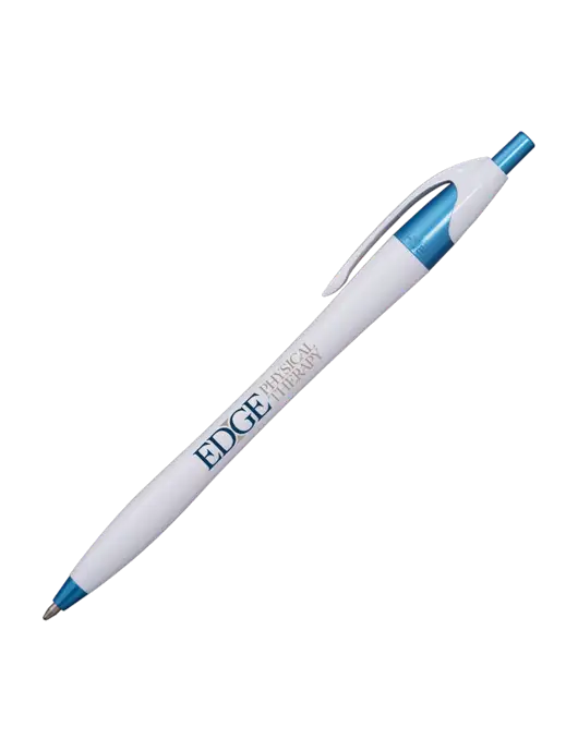 Novella White/Blue Shimmer Pen - Blue Ink w/Edge Physical Therapy Logo