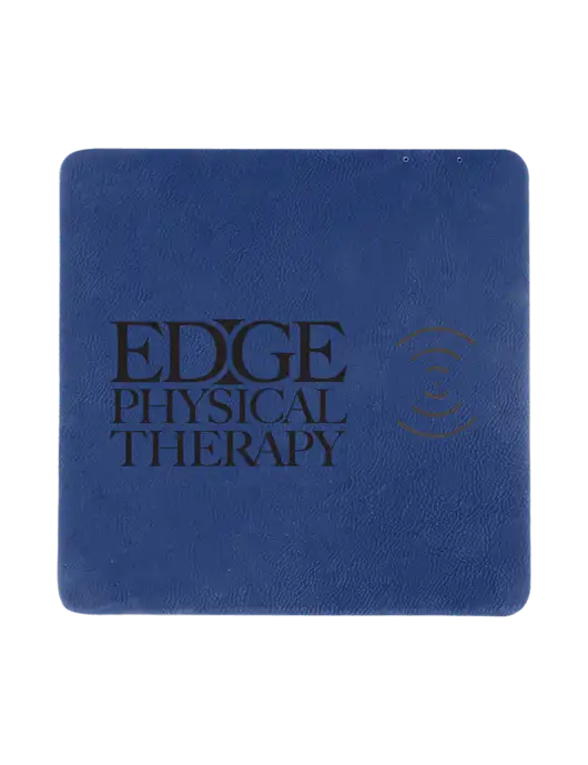 Light Navy Blue Laserable Leatherette Phone Charging Mat w/Edge Physical Therapy Logo