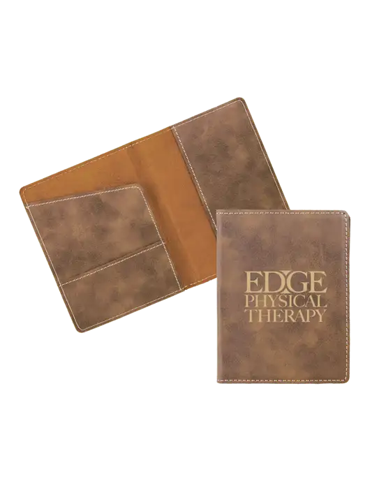 Rustic Leatherette Passport Holder w/Edge Physical Therapy Logo