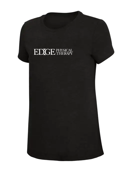 Womens Simply Soft Black 4.5oz Poly/Combed Ring Spun Cotton T-Shirt w/Edge Physical Therapy Logo