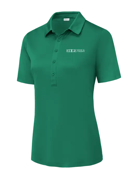 Kelly Green Womens Posi-UV Pro Polo w/Edge Physical Therapy Logo