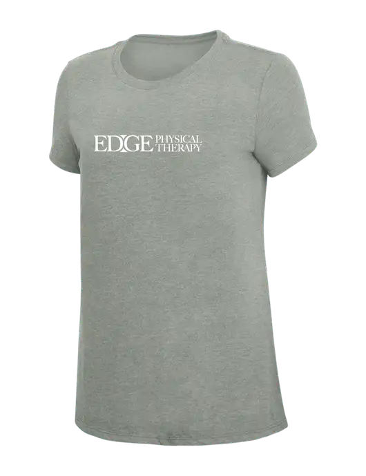 Womens Simply Soft Grey Frost 4.5oz  Poly/Combed Ring Spun Cotton T-Shirt w/Edge Physical Therapy Logo