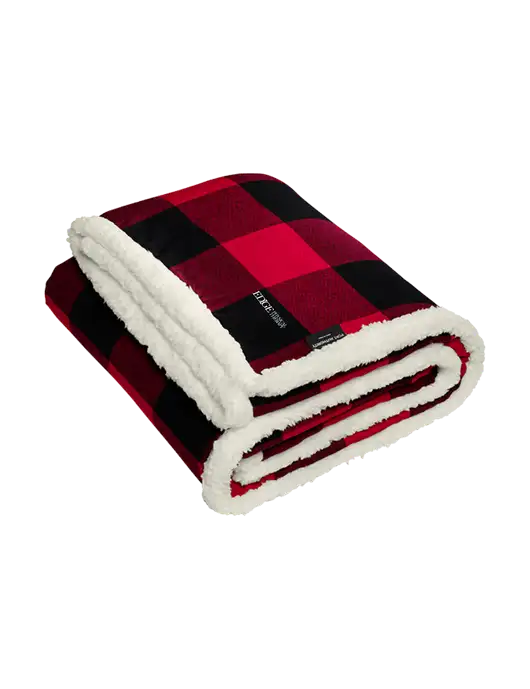 Red/Black Flannel  Sherpa Blanket w/Edge Physical Therapy Logo