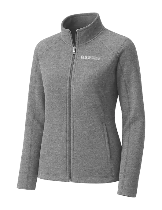 Medium Grey Womens Heather Microfleece Full-Zip Jacket w/Edge Physical Therapy Logo