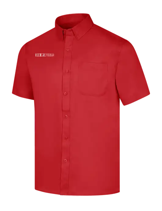Short Sleeve Red Superpro React Twill Shirt w/Edge Physical Therapy Logo