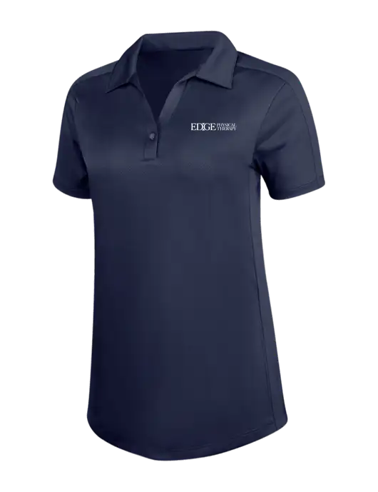 Womens Dark Navy Diamond Jacquard Polo w/Edge Physical Therapy Logo