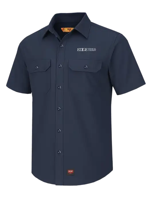 Red Kap Navy Short Sleeve Solid Ripstop Shirt w/Edge Physical Therapy Logo