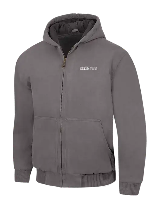 CornerStone Medium Grey Washed Duck Cloth Insulated Hooded Work Jacket w/Edge Physical Therapy Logo
