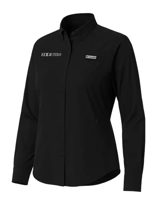 Columbia Black Womens PFG Tamiami II Long Sleeve Shirt w/Edge Physical Therapy Logo