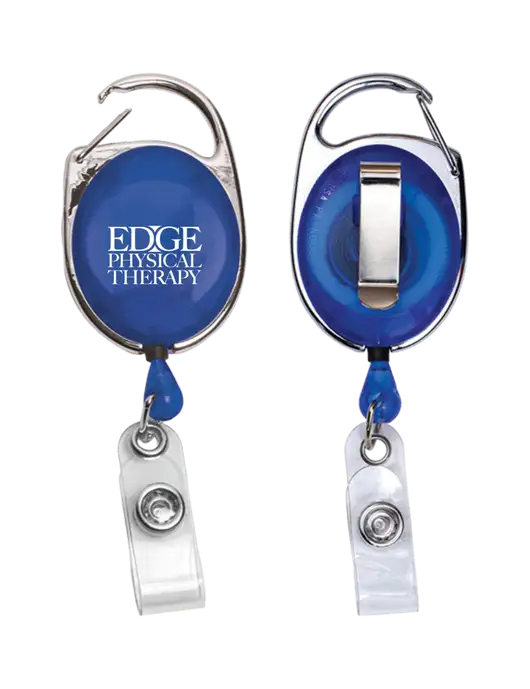 Royal Carabiner Style Badge Reel and Badge Holder w/Edge Physical Therapy Logo