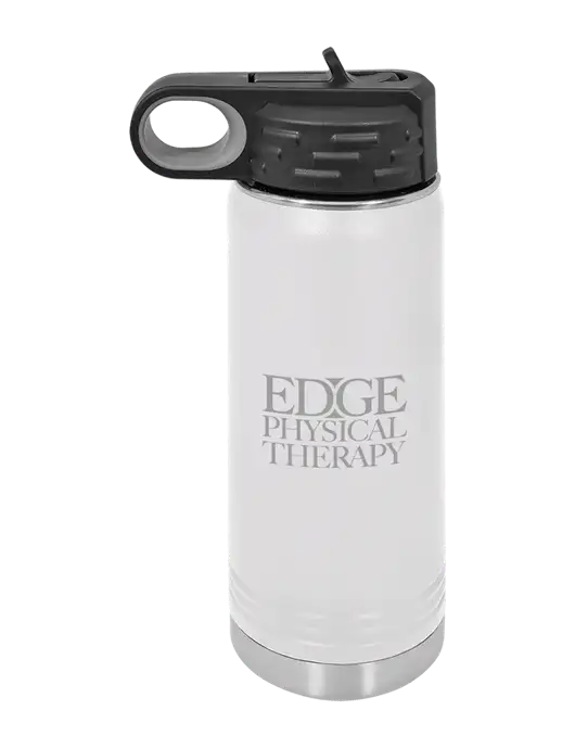 Polar Camel 20 oz Powder Coated White Vacuum Insulated Water Bottle w/Edge Physical Therapy Logo