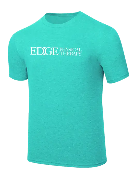 Simply Soft Light Teal Heathered 4.5oz  Poly/Combed Ring Spun Cotton T-Shirt w/Edge Physical Therapy Logo
