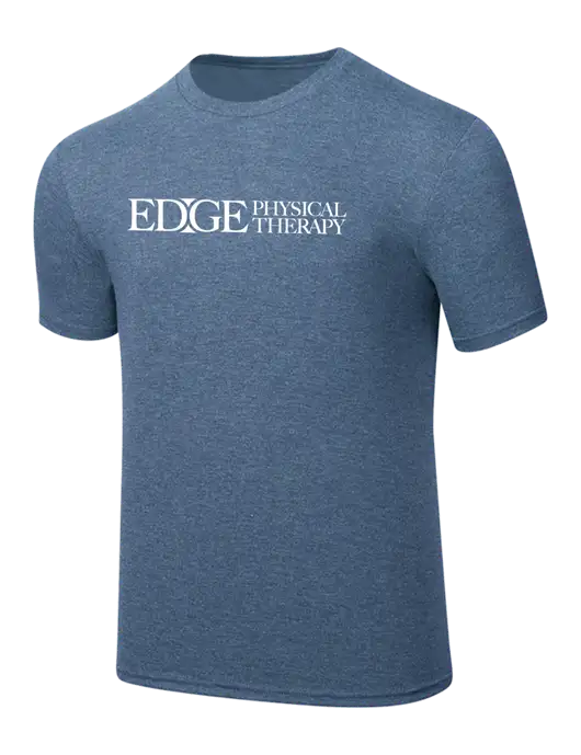 Simply Soft Light Slate Blue Heathered 4.5oz  Poly/Combed Ring Spun Cotton T-Shirt w/Edge Physical Therapy Logo