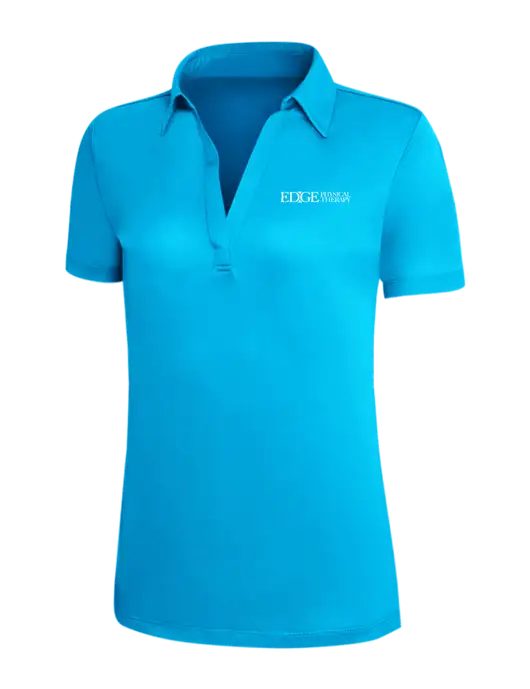 Sapphire Blue Silk Touch Womens Performance Polo w/Edge Physical Therapy Logo