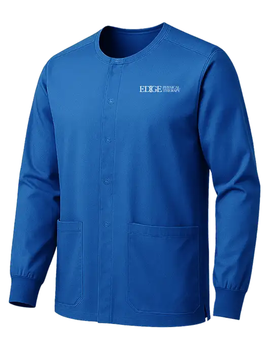Wink Royal Unisex WorkFlex Snap-Front Scrub Jacket w/Edge Physical Therapy Logo