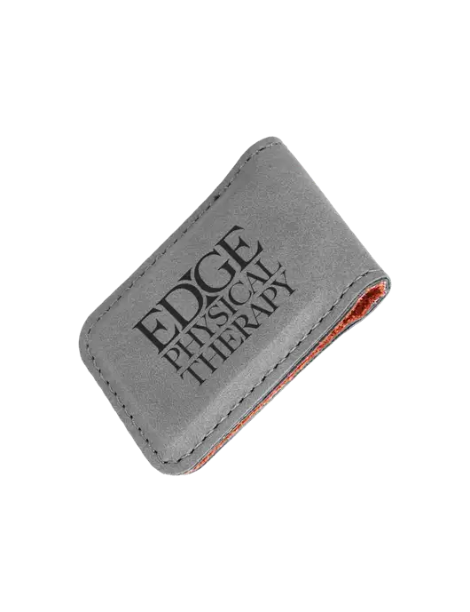 Gray Leatherette Money Clip w/Edge Physical Therapy Logo