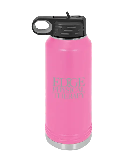 Polar Camel 32 oz Powder Coated Pink Vacuum Insulated Water Bottle w/Edge Physical Therapy Logo