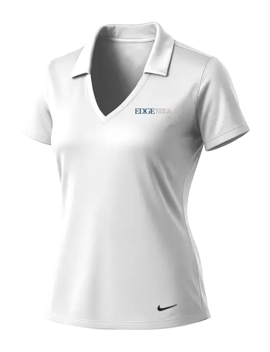 NIKE White Womens Dri-Fit Vertical Mesh Polo w/Edge Physical Therapy Logo