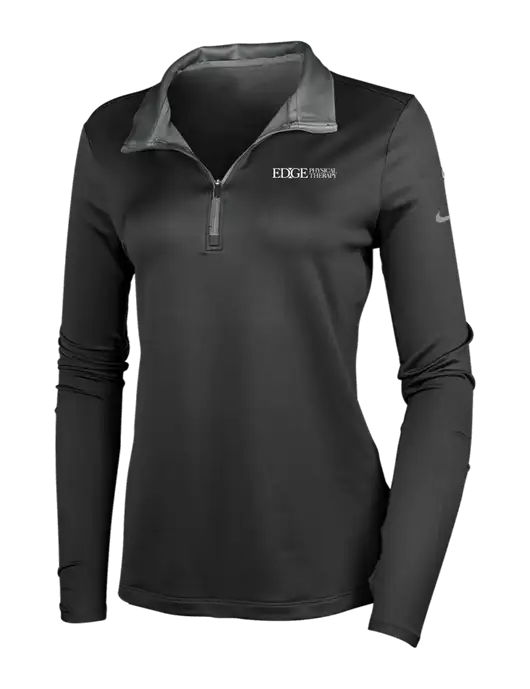 NIKE Black/Dark Grey Womens Dry-Fit Stretch 1/2 Zip Cover-Up w/Edge Physical Therapy Logo