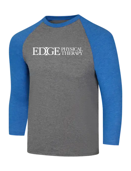 Simply Soft 3/4 Sleeve Royal Frost/Grey Frost Ring Spun Cotton T-Shirt w/Edge Physical Therapy Logo