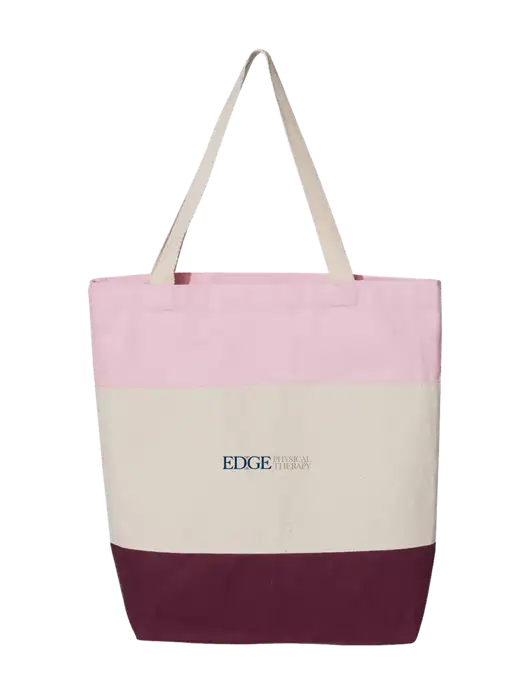 Pink/Natural/Maroon Tri-Color Tote  w/Edge Physical Therapy Logo