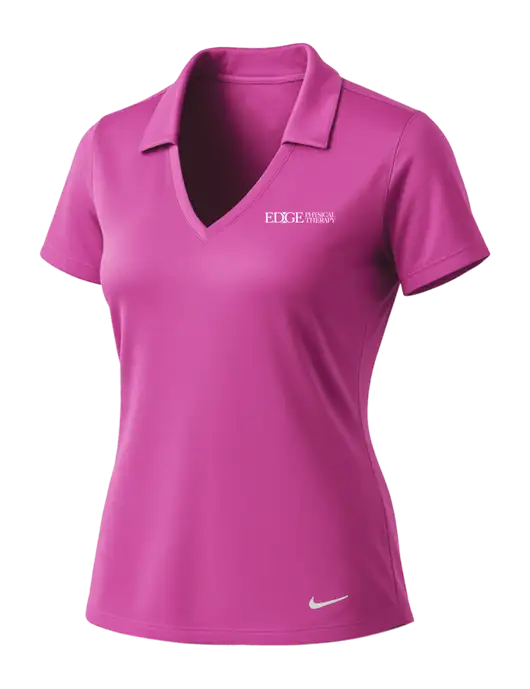 NIKE Pink Fire Womens Dri-Fit Vertical Mesh Polo w/Edge Physical Therapy Logo