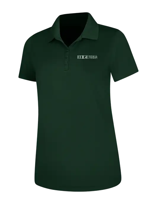 Dark Green Womens Dry Zone UV Mesh Polo w/Edge Physical Therapy Logo