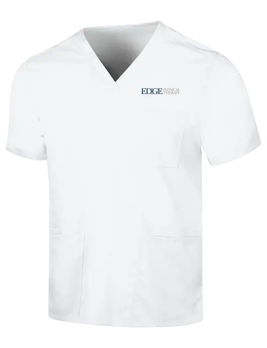 Wink White Mens Premiere Flex V-Neck Top w/Edge Physical Therapy Logo