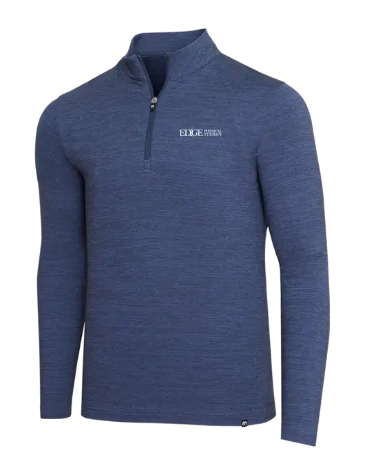 TravisMathew Navy Heather Crestview 1/4 Zip w/Edge Physical Therapy Logo