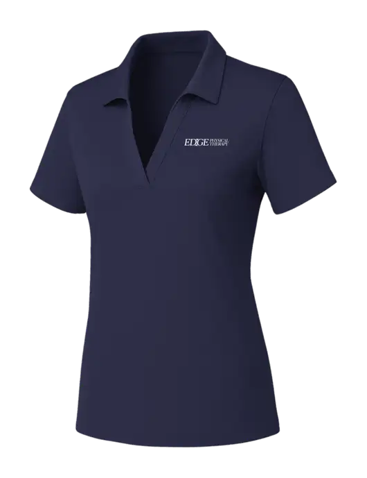 Womens Navy PosiCharge RacerMesh Polo w/Edge Physical Therapy Logo