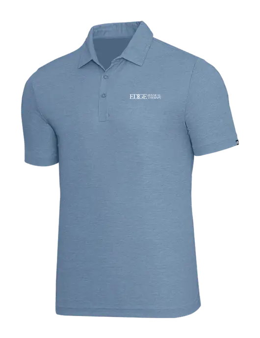 TravisMathew Slate Blue Heather Oceanside Polo w/Edge Physical Therapy Logo
