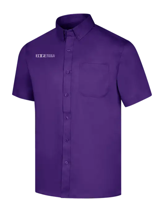 Short Sleeve Purple Superpro React Twill Shirt w/Edge Physical Therapy Logo