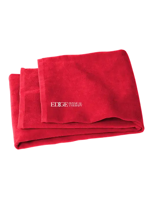 Red Beach Towel w/Edge Physical Therapy Logo