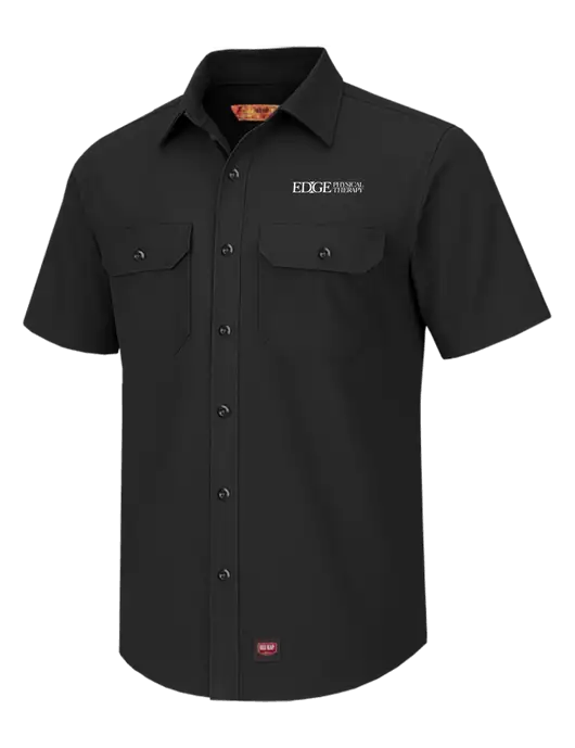 Red Kap Black Short Sleeve Solid Ripstop Shirt w/Edge Physical Therapy Logo
