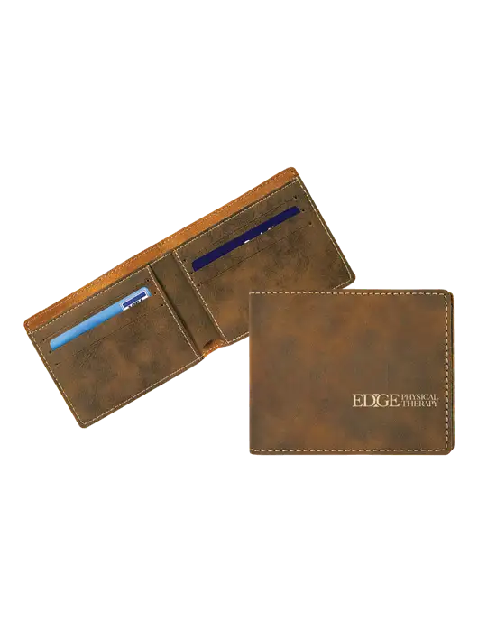 Rustic Leatherette Bifold Wallet w/Edge Physical Therapy Logo