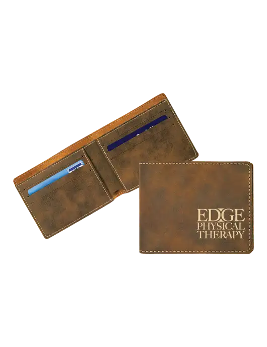 Rustic Leatherette Bifold Wallet w/Edge Physical Therapy Logo