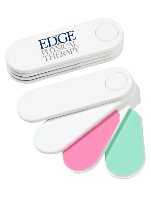 White Folding Nail Files & Buffer w/Edge Physical Therapy Logo