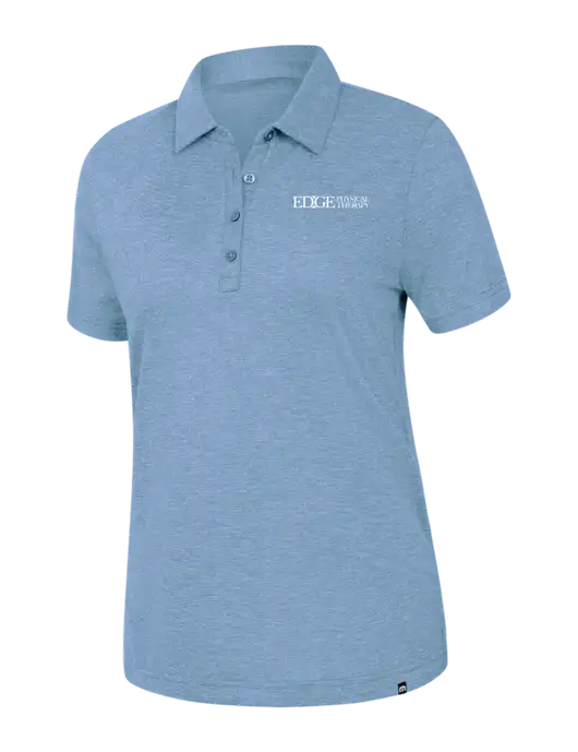 TravisMathew Womens Light Blue Heather Sunnyvale Polo w/Edge Physical Therapy Logo