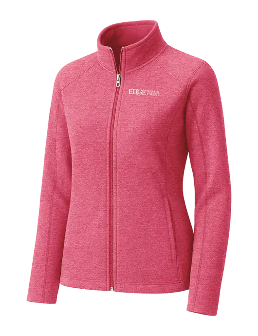 Fuchsia Heather Womens Heather Microfleece Full-Zip Jacket w/Edge Physical Therapy Logo