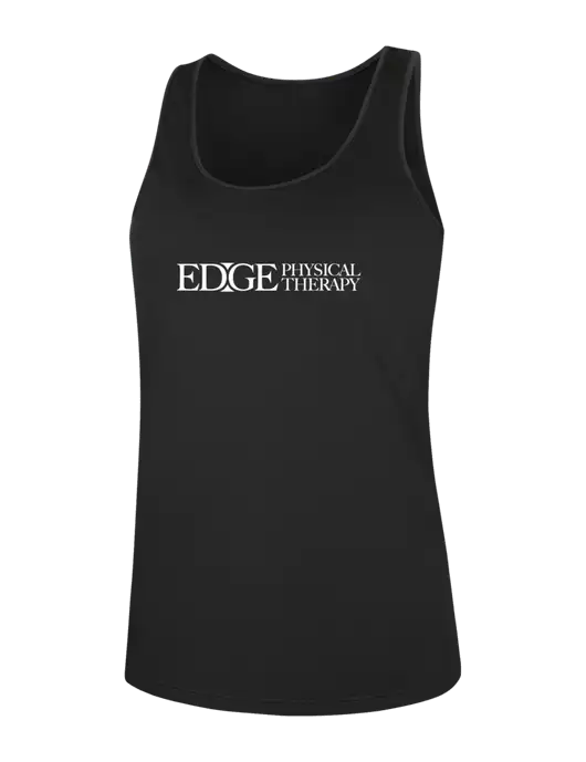 Womens Black PosiCharge Competitor Racerback Tank w/Edge Physical Therapy Logo