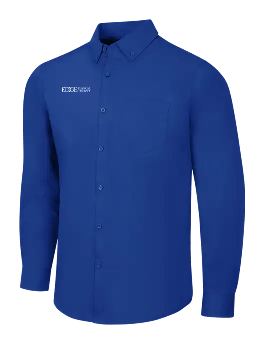 Dark Royal Long Sleeve Carefree Poplin Shirt w/Edge Physical Therapy Logo