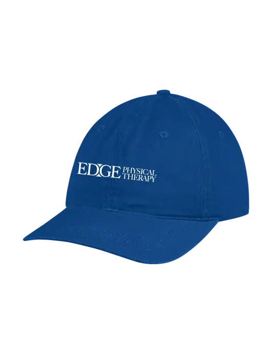 Garment Washed Unstructured Twill Royal Cap w/Edge Physical Therapy Logo