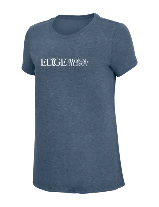 Womens Simply Soft Navy Frost 4.5oz  Poly/Combed Ring Spun Cotton T-Shirt w/Edge Physical Therapy Logo