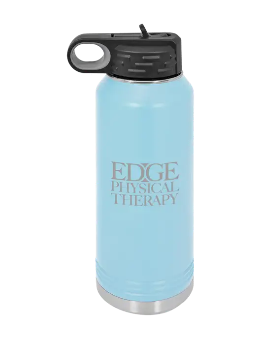Polar Camel 32 oz Powder Coated Light Blue Vacuum Insulated Water Bottle w/Edge Physical Therapy Logo