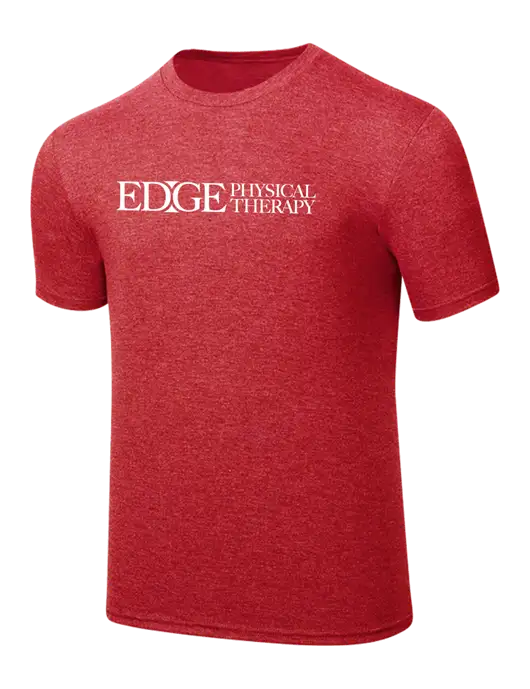 Simply Soft Red Frost 4.5oz  Poly/Combed Ring Spun Cotton T-Shirt w/Edge Physical Therapy Logo